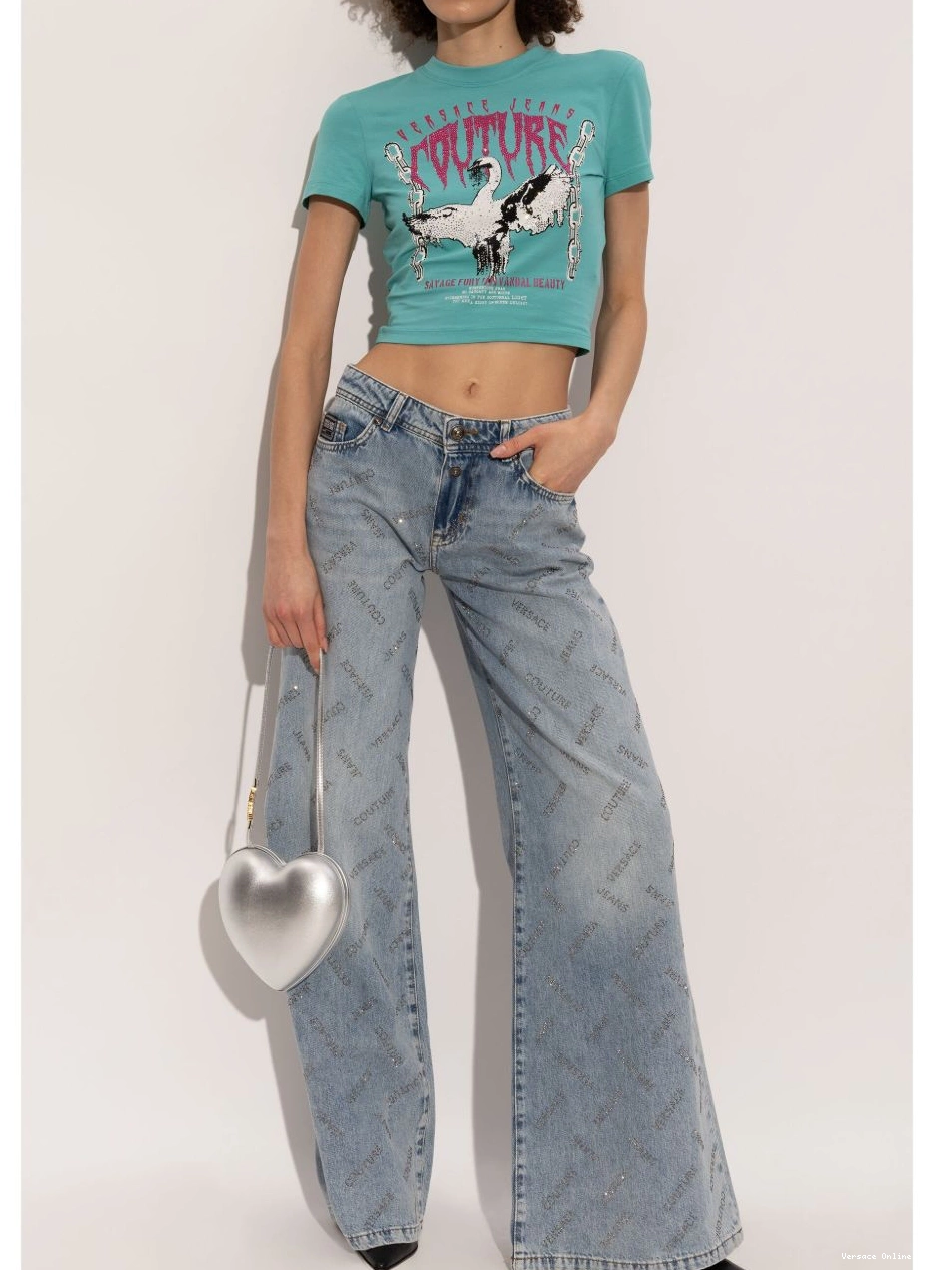 Affordable Women Swan Couture T-shirt Chain Versace Jeans 0402